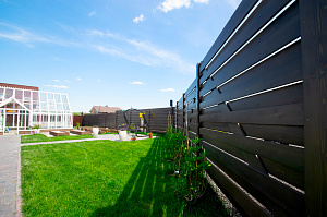 крашенный деревянный забор