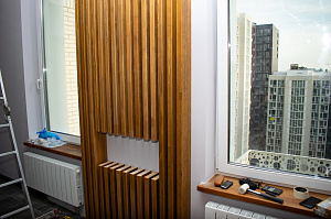 отделка деревянными рейками