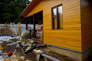 загородный дом обшитый планкеном