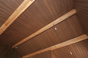 Имитация бруса из ангарской сосны с покраской лазурью Nordik Sauna от "Финкраски"