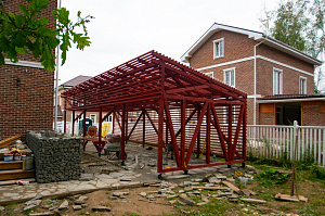 навес деревянный для машины