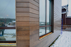 крашенный деревянный дом