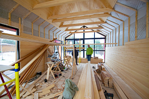 смонтированная имитация бруса на стены