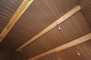 Имитация бруса из ангарской сосны с покраской лазурью Nordik Sauna от "Финкраски"