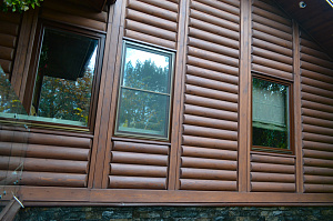 крашеный дом с блок хаусом