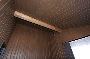 Имитация бруса из ангарской сосны с покраской лазурью Nordik Sauna от "Финкраски"