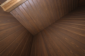 Имитация бруса из ангарской сосны с покраской лазурью Nordik Sauna от "Финкраски"