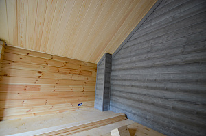 стена из имитации бруса