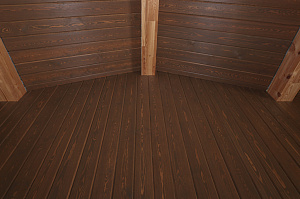 Имитация бруса из ангарской сосны с покраской лазурью Nordik Sauna от "Финкраски"
