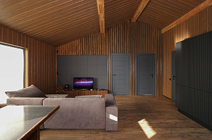 Имитация бруса из ангарской сосны с покраской лазурью Nordik Sauna от "Финкраски"