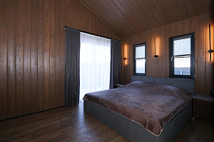 Имитация бруса из ангарской сосны с покраской лазурью Nordik Sauna от "Финкраски"