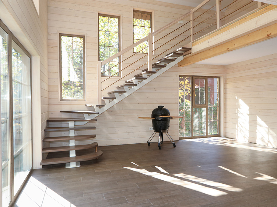 Комплексная отделка дома имитацией бруса "Карельский профиль" в Белом Озере