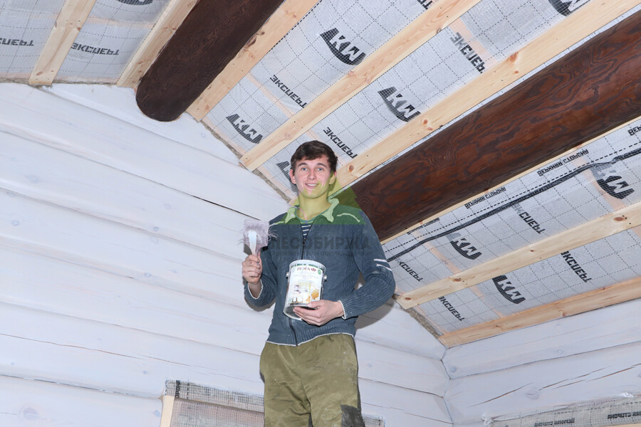 Покраска сруба маслом Biofa