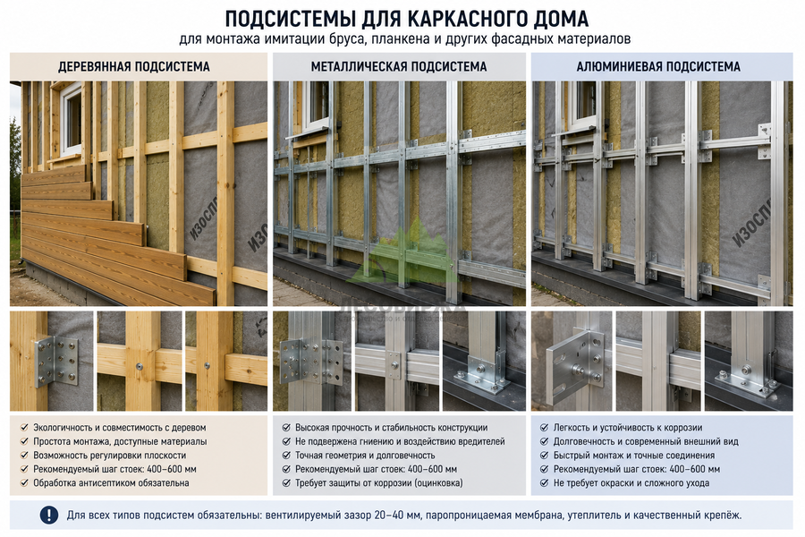 Виды подсистем для каркасного дома