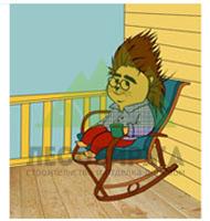 еж на террасе пьет чай