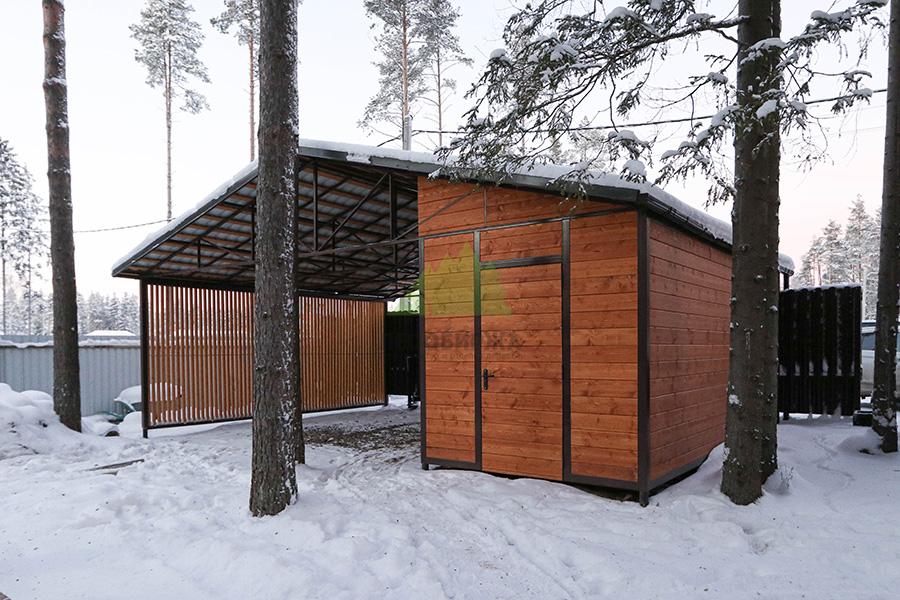 Отделка навеса имитацией бруса