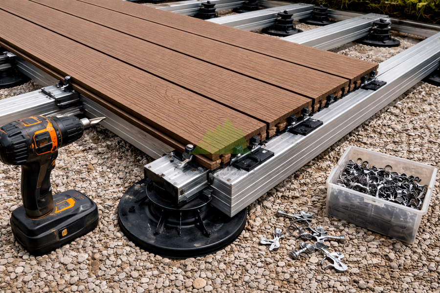 Металлическая подсистема для монтажа террасы