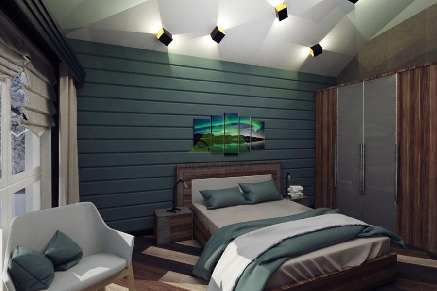 Имитация бруса в спальне