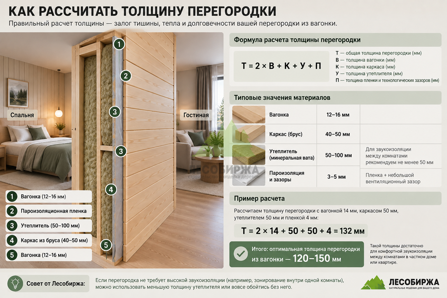 Расчет толщины перегородки