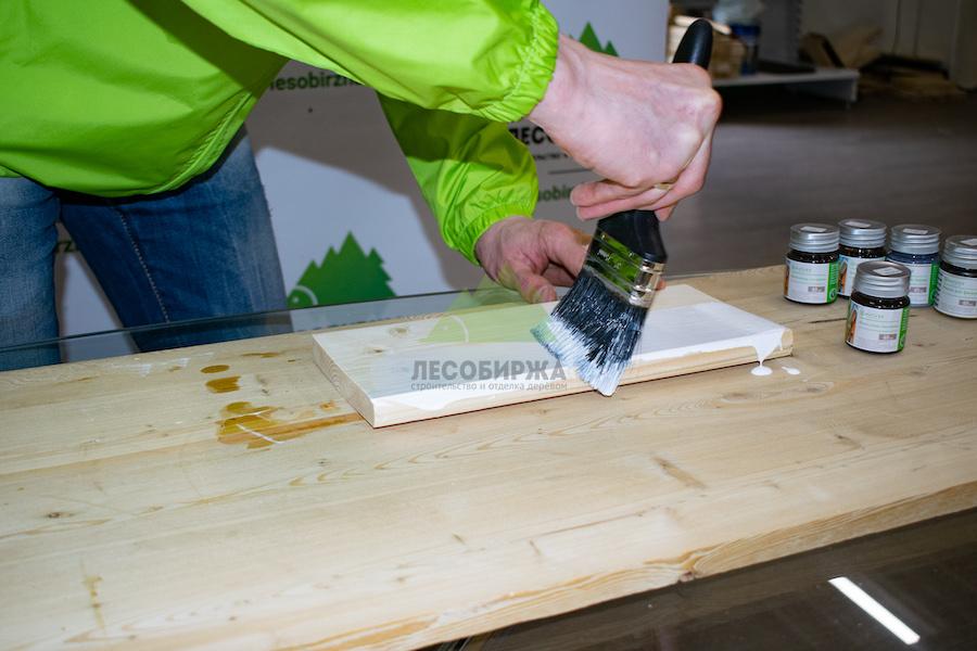 окрашивание соснового планкена белым маслом