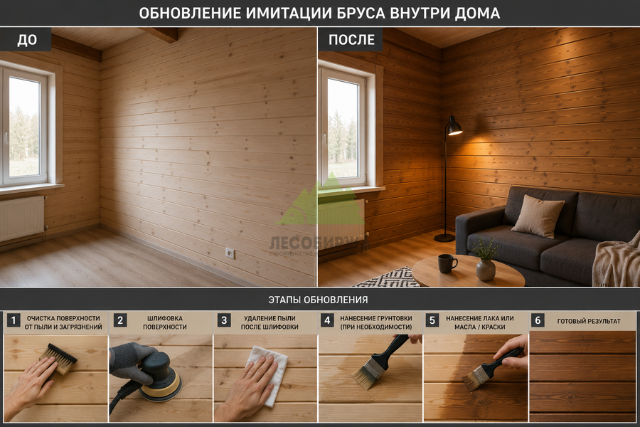 Процесс обновления имитации бруса Процесс обновления имитации бруса