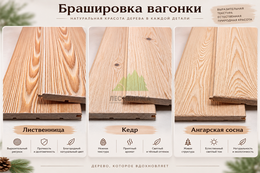Породы дерева под брашировкой