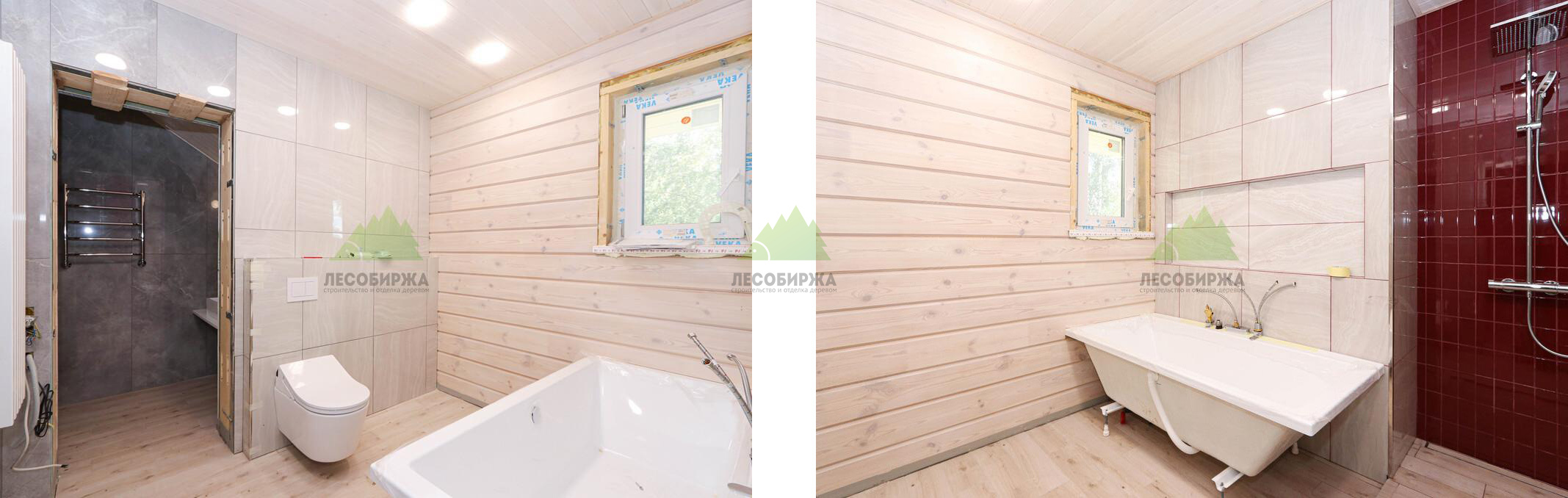 Отделка ванной комнаты планкеном из лиственницы в Санкт-Петербурге
